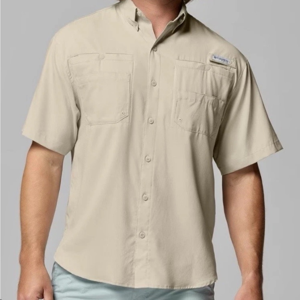 COLUMBIA Men's PFG Tamiami™ II Short Sleeve Shirt XXL Fossil / Tan 2XL 3XL